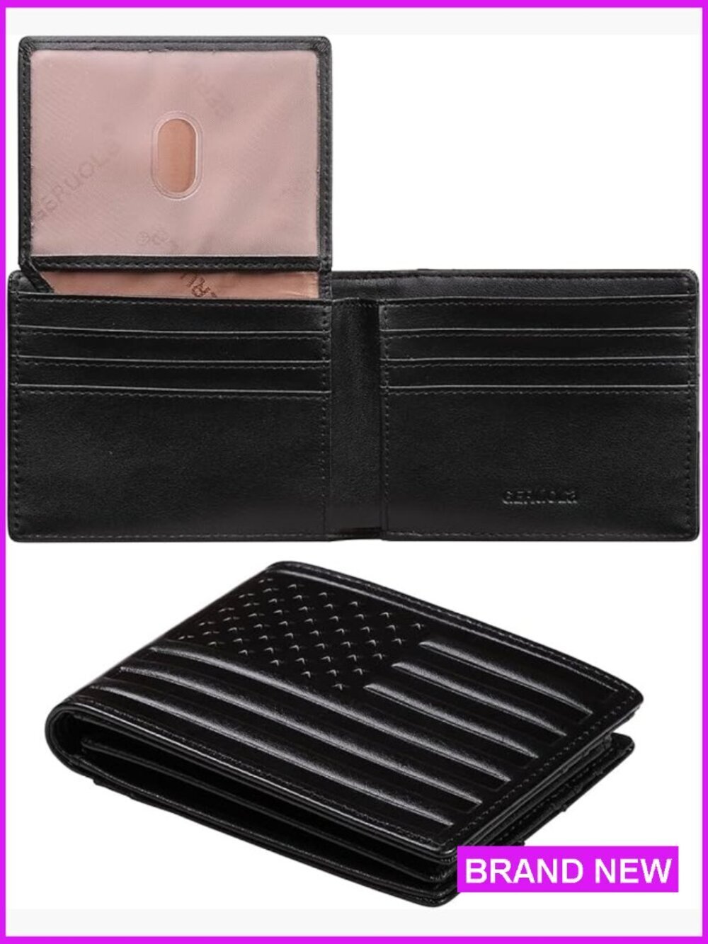 Genuine Leather RFID Blocking Bifold Wallet With ID Windows Classic Slim